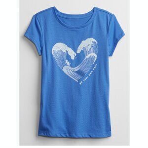 GAP Girls Short Sleeve Graphic Tee Ocean Heart Print T-Shirt